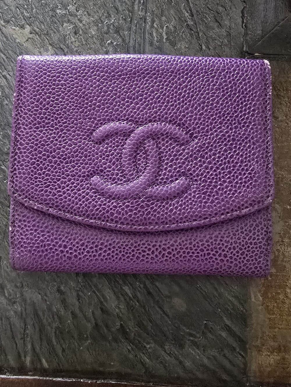 Chanel Purple Textured Leather Wallet - Picture 2 of 16